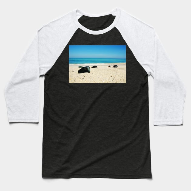 St Ives Pebble Shore Baseball T-Shirt by LANStudios